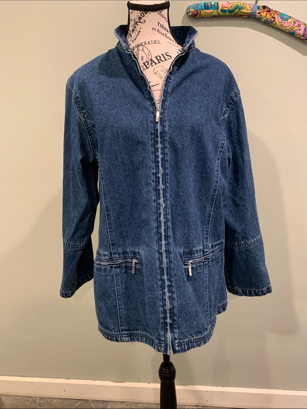 Y2K NorthStyle Women’s Small Blue Cotton Full Zip Denim Barn Jacket Plaid Lined